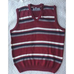 Ov OlVans Fashion V-Neck Pullover Sweater Vest Dark Red Blue Gray Sz M.
